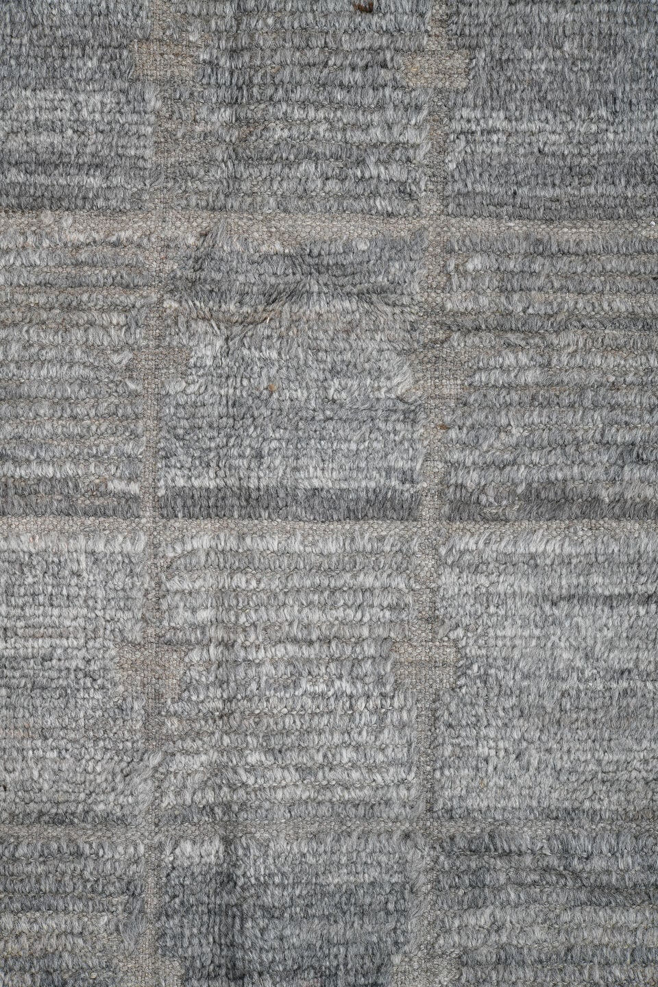 3' x 12' one-of-a-kind handmade vintage Tulu runner rug. Color palette: ivory, slate, blue gray, taupe, charcoal, gray, blue