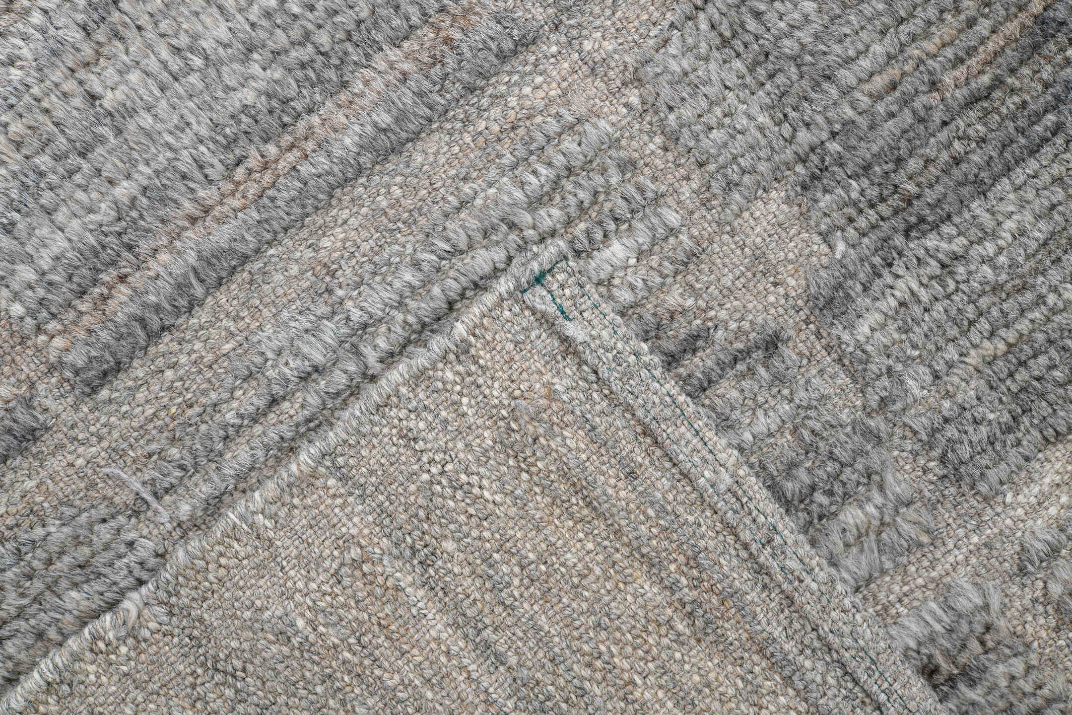 3' x 12' one-of-a-kind handmade vintage Tulu runner rug. Color palette: ivory, slate, blue gray, taupe, charcoal, gray, blue