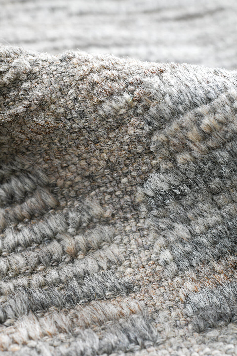 3' x 12' one-of-a-kind handmade vintage Tulu runner rug. Color palette: ivory, slate, blue gray, taupe, charcoal, gray, blue