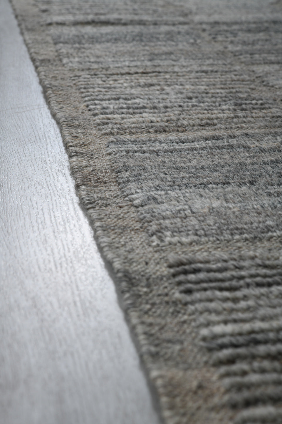 3' x 12' one-of-a-kind handmade vintage Tulu runner rug. Color palette: ivory, slate, blue gray, taupe, charcoal, gray, blue