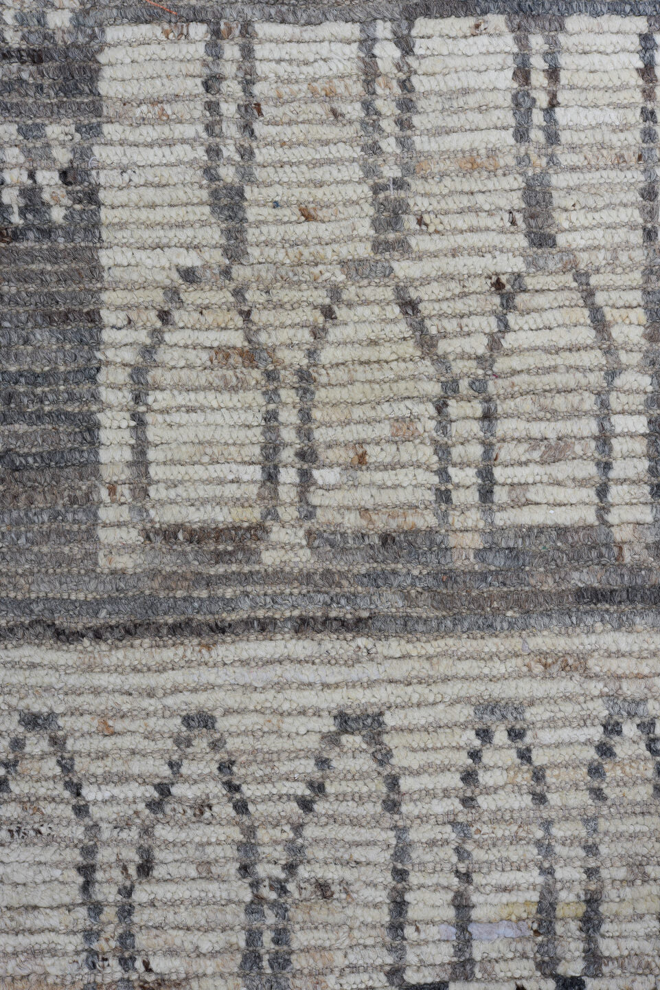 3' x 16' one-of-a-kind handmade vintage Tulu runner rug. Color palette: ivory, charcoal, taupe, gray, black, beige