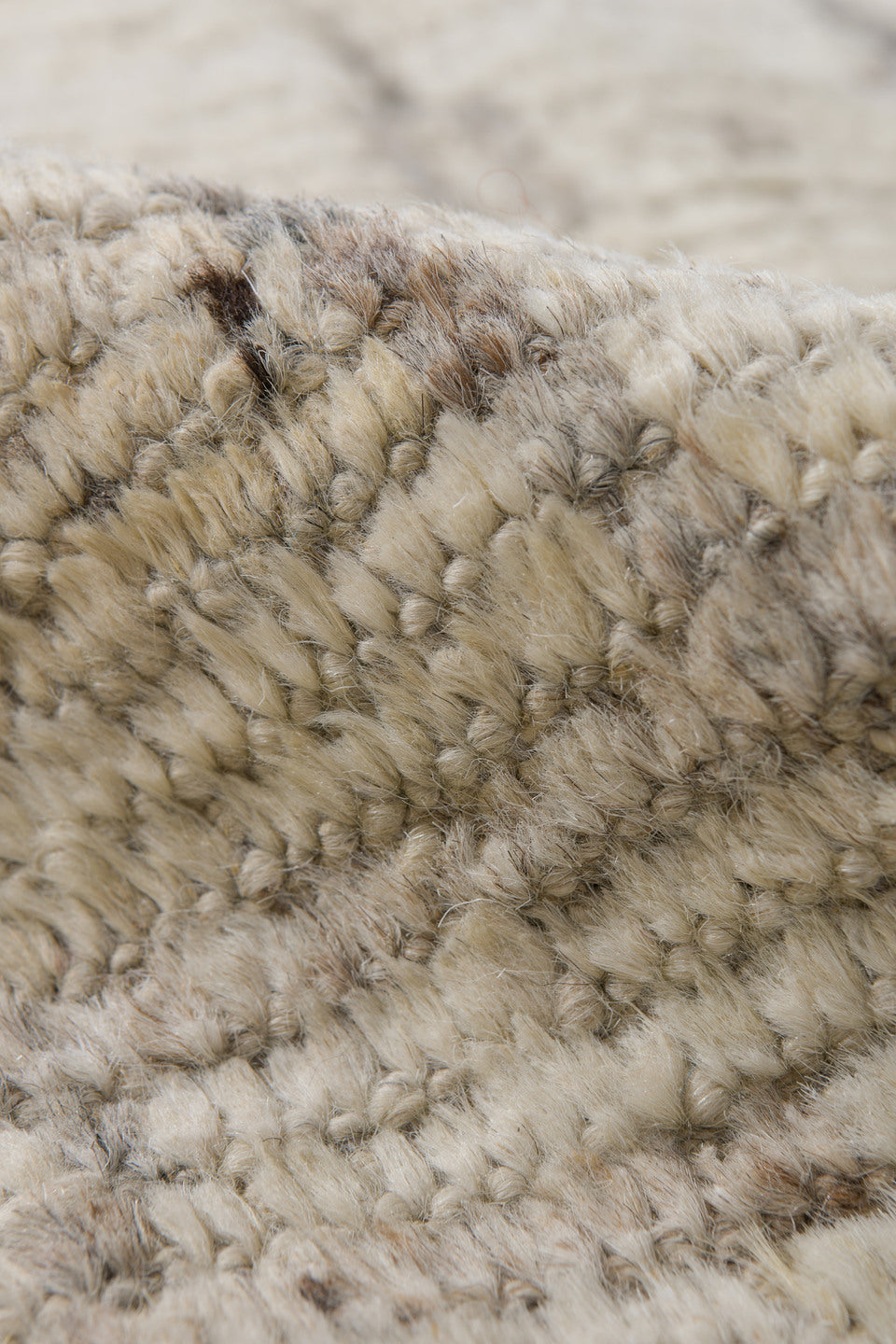 3' x 15' one-of-a-kind handmade vintage Tulu runner rug. Color palette: ivory, light gray, cream, taupe, beige, gray