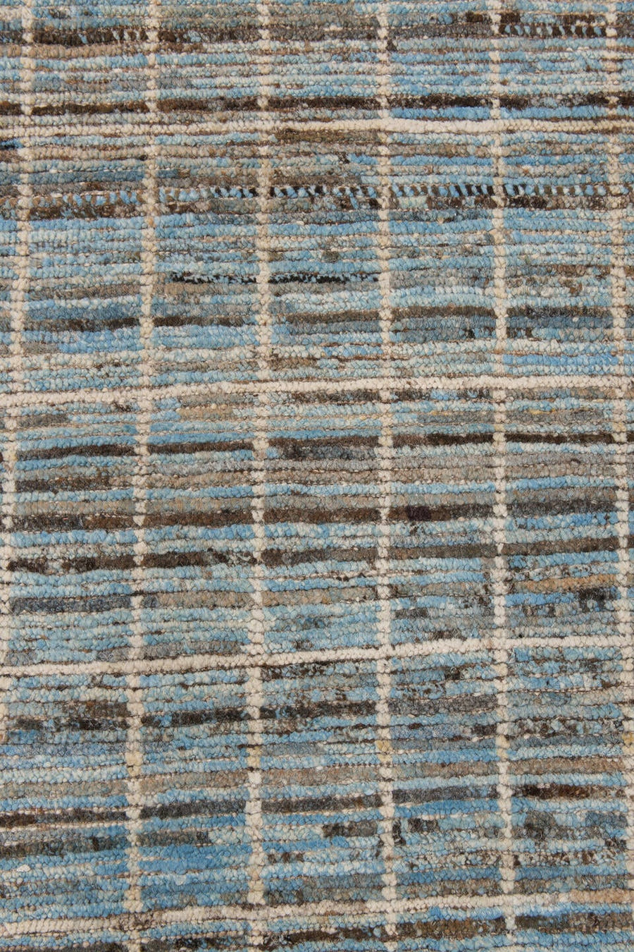 2' x 15' one-of-a-kind handmade vintage Tulu runner rug. Color palette: sky blue, ivory, charcoal, slate, taupe, light blue