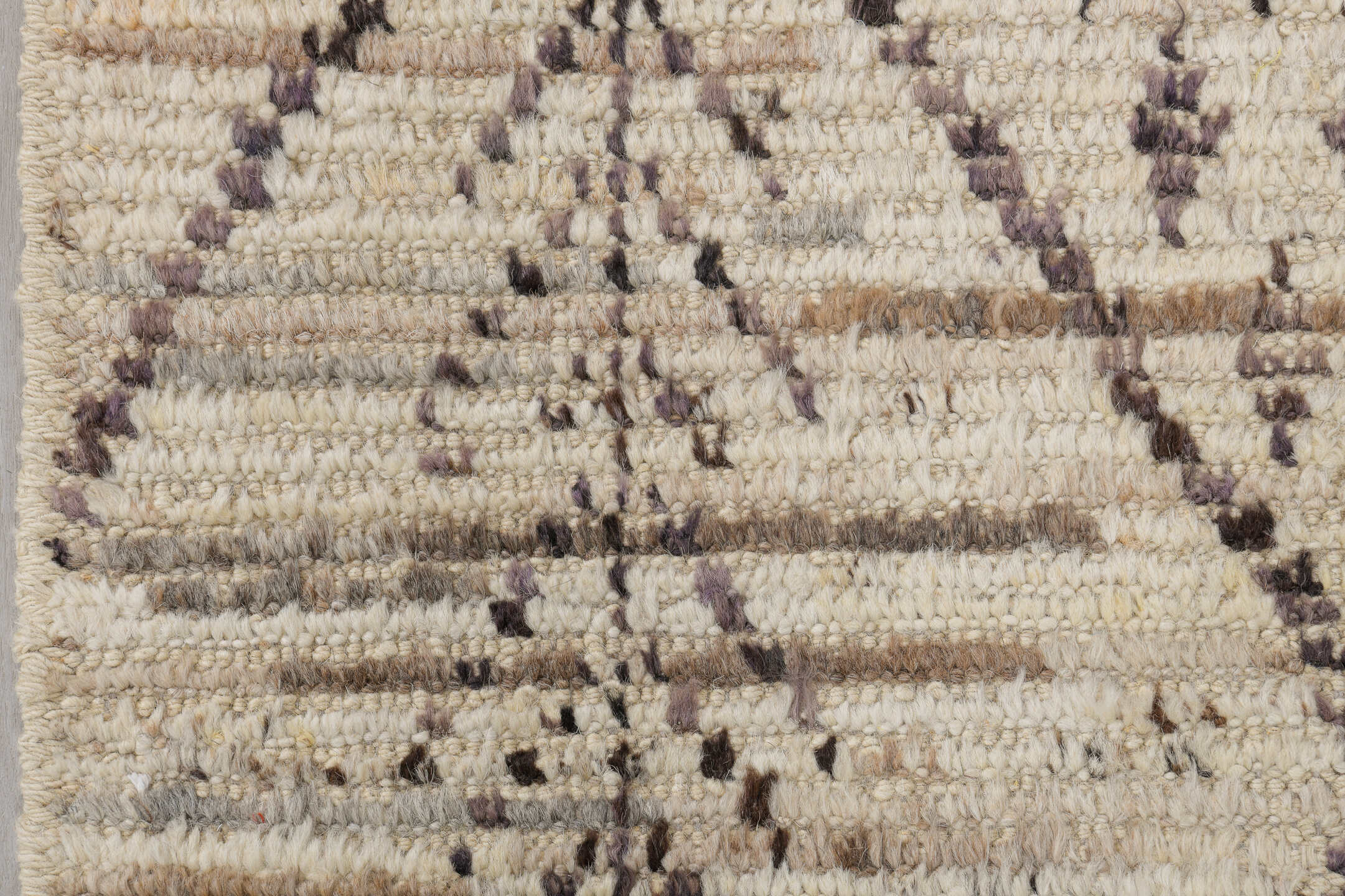 3' x 16' one-of-a-kind handmade vintage Tulu runner rug. Color palette: ivory, taupe, charcoal, cream, pewter, beige, gray