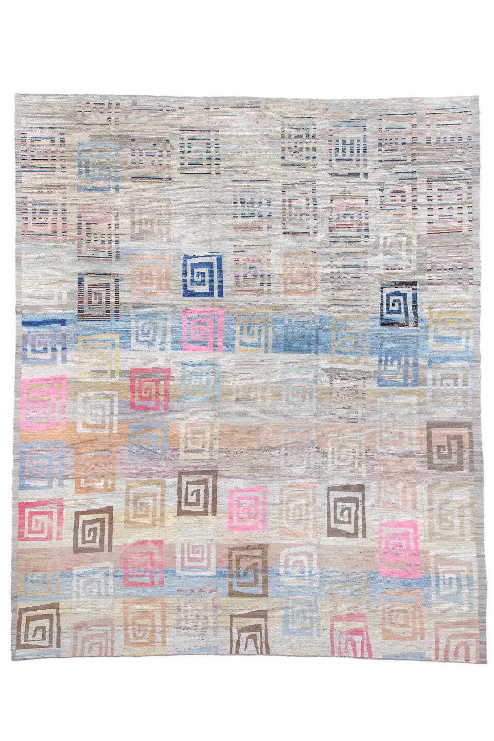 3' x 16' one-of-a-kind handmade vintage Tulu runner rug. Color palette: light blue, rust, ivory, taupe, slate, terracotta