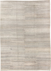10' x 14' one-of-a-kind handmade vintage Tulu large size rug. Color palette: ivory, beige, taupe, gray, greige