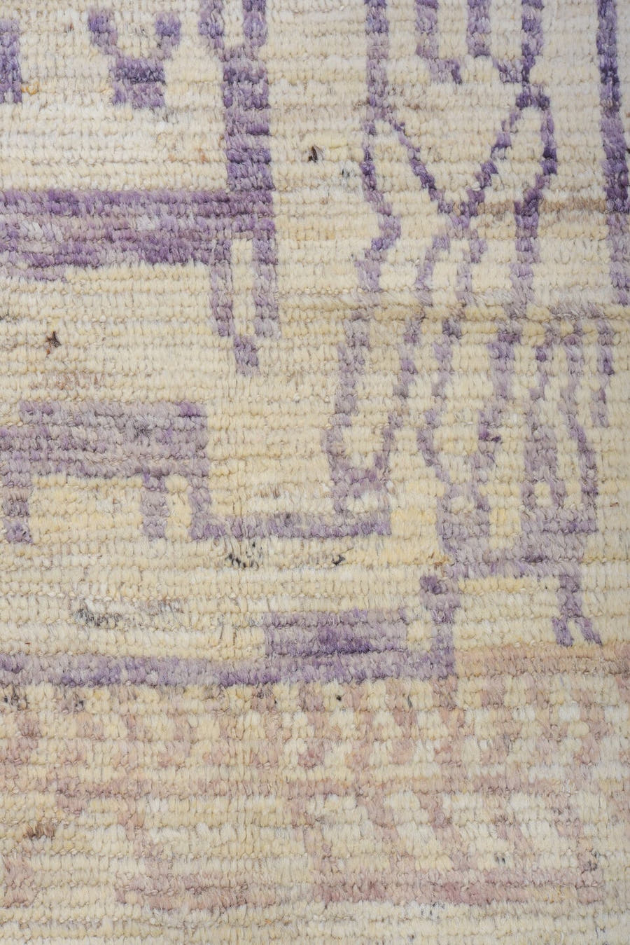 12' x 14' one-of-a-kind handmade vintage Tulu oversize rug. Color palette: ivory, taupe, lavender, beige, gray, light gray