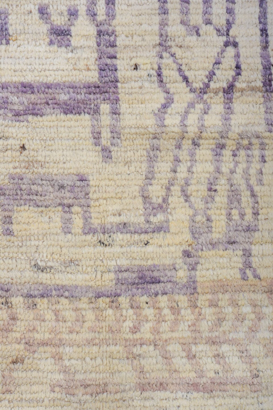 12' x 14' one-of-a-kind handmade vintage Tulu oversize rug. Color palette: ivory, taupe, lavender, beige, gray, light gray