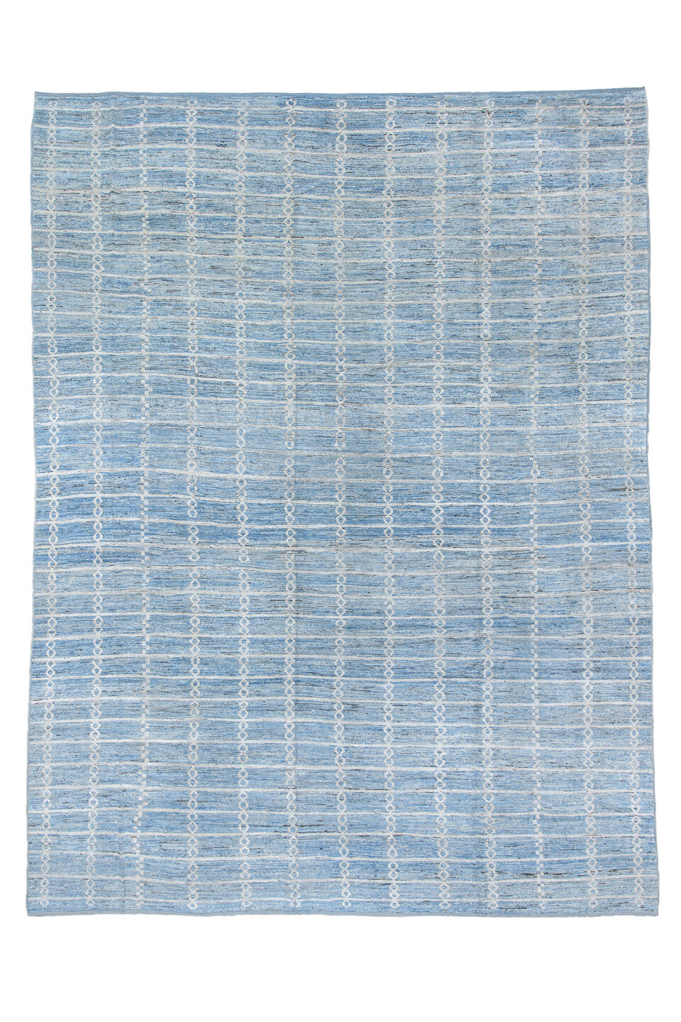 11' x 15' one-of-a-kind handmade vintage Tulu oversize rug. Color palette: blue, dark gray, dim gray, gray, light blue