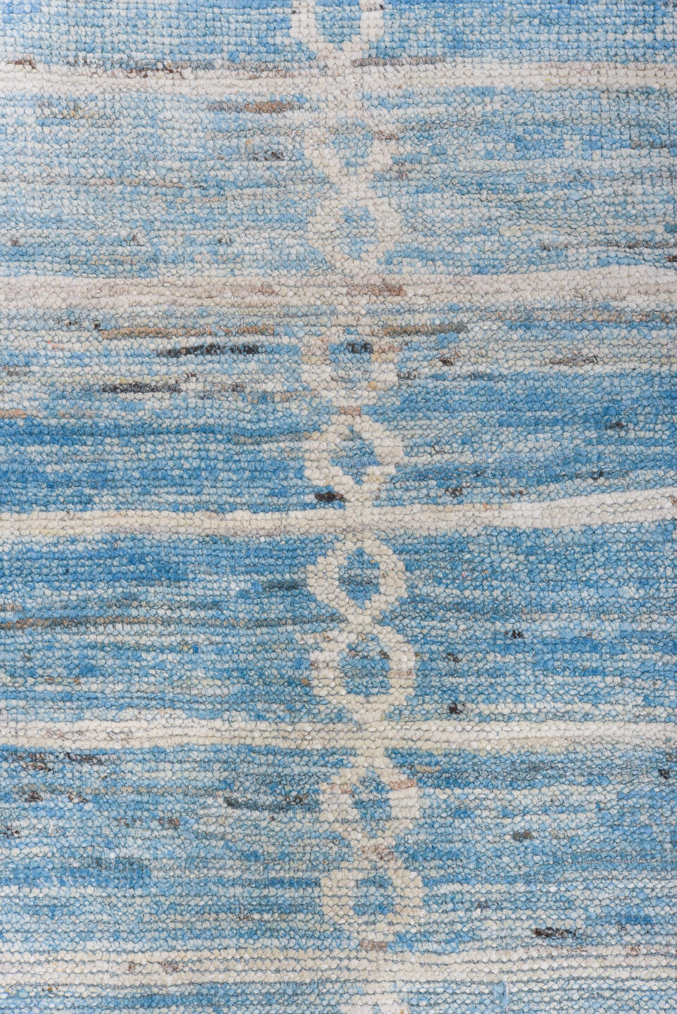 11' x 15' one-of-a-kind handmade vintage Tulu oversize rug. Color palette: sky blue, ivory, powder blue, pale blue, slate