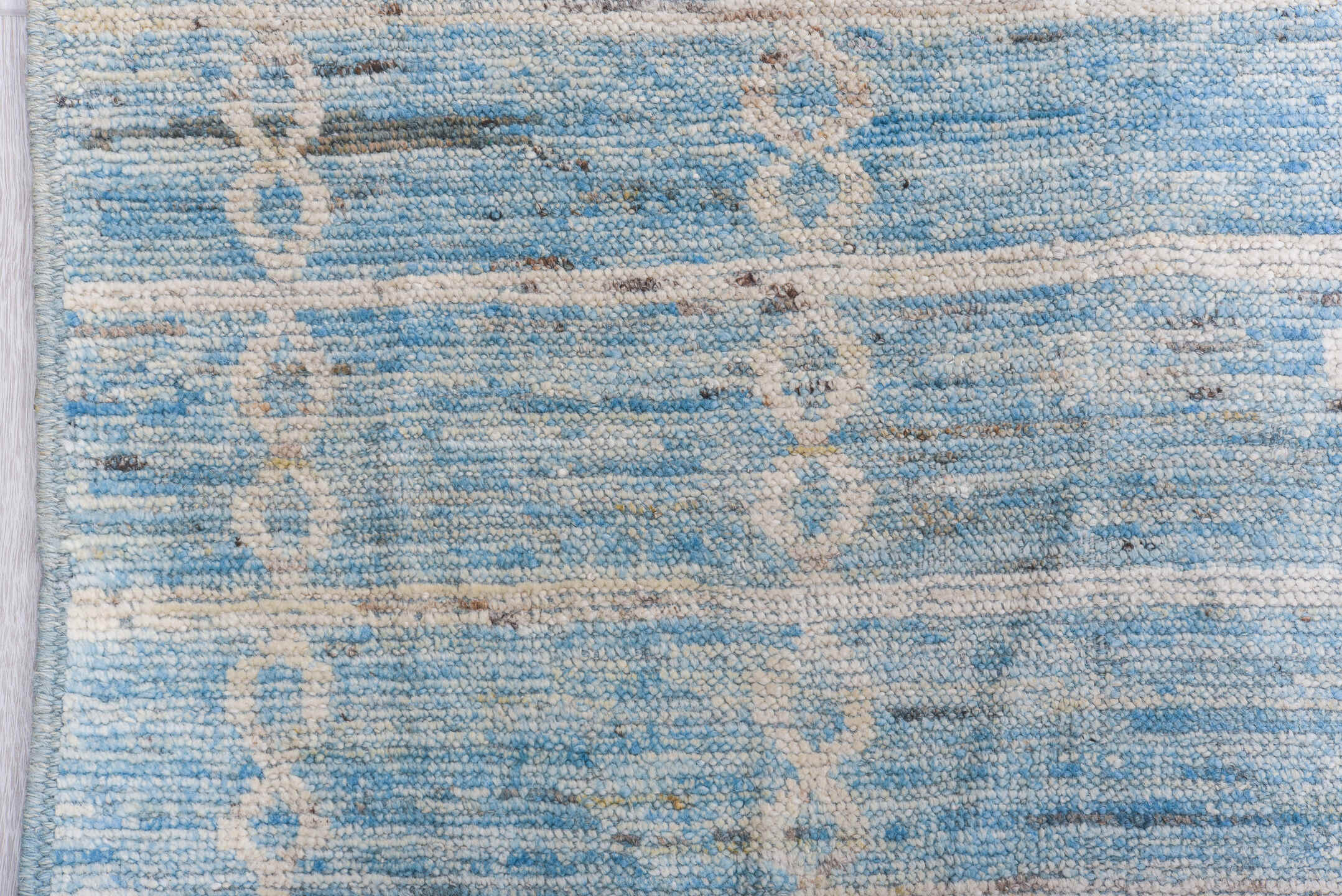 11' x 15' one-of-a-kind handmade vintage Tulu oversize rug. Color palette: sky blue, ivory, powder blue, pale blue, slate