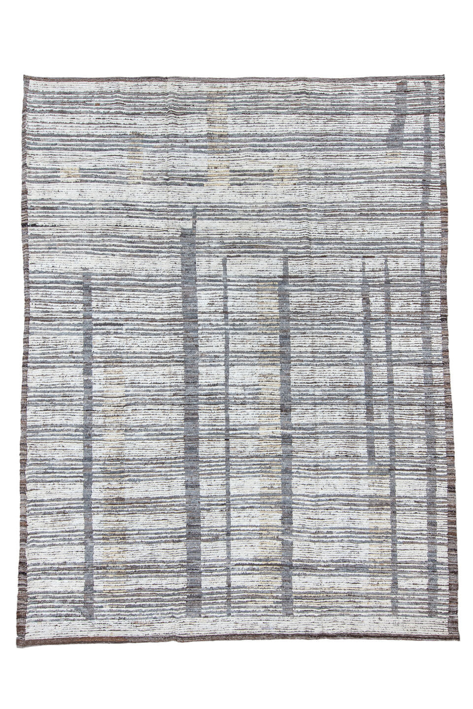 9' x 12' one-of-a-kind handmade vintage Tulu large size rug. Color palette: black, blue, dim gray, gainsboro, gray