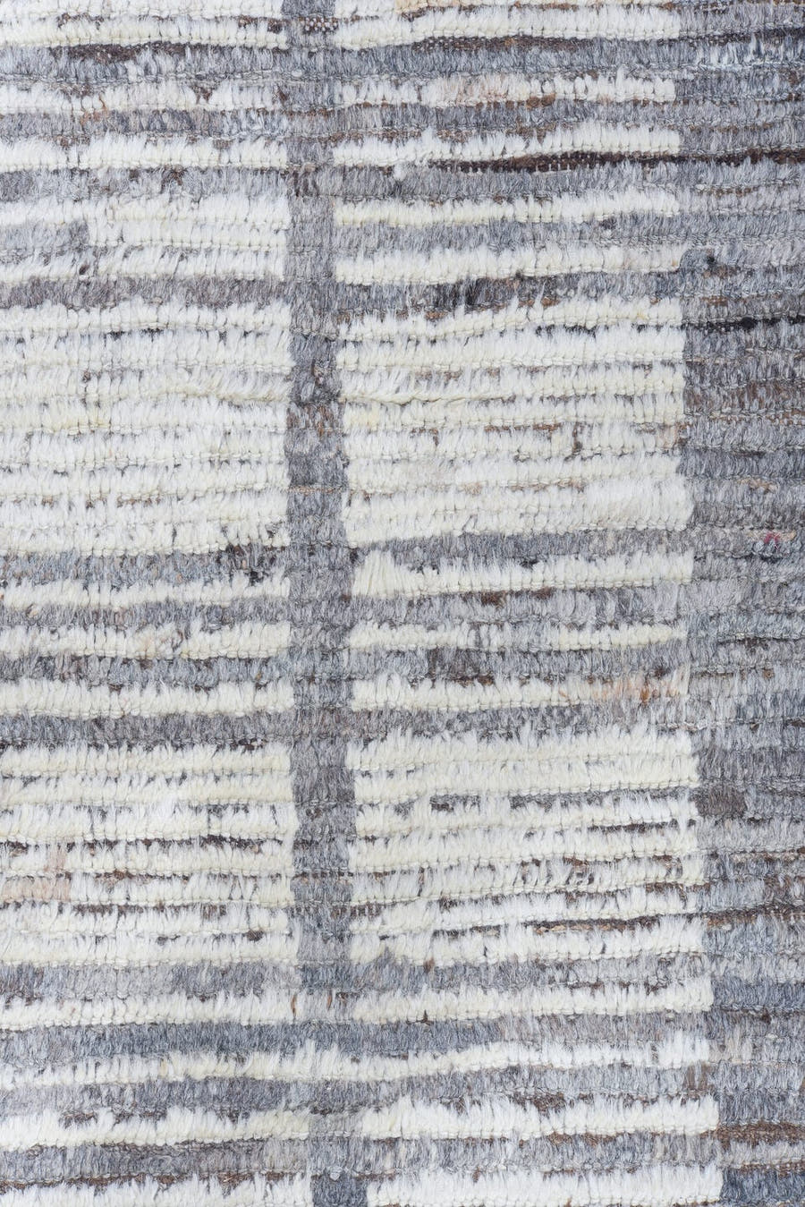 9' x 12' one-of-a-kind handmade vintage Tulu large size rug. Color palette: ivory, gray, charcoal, taupe, cream, beige