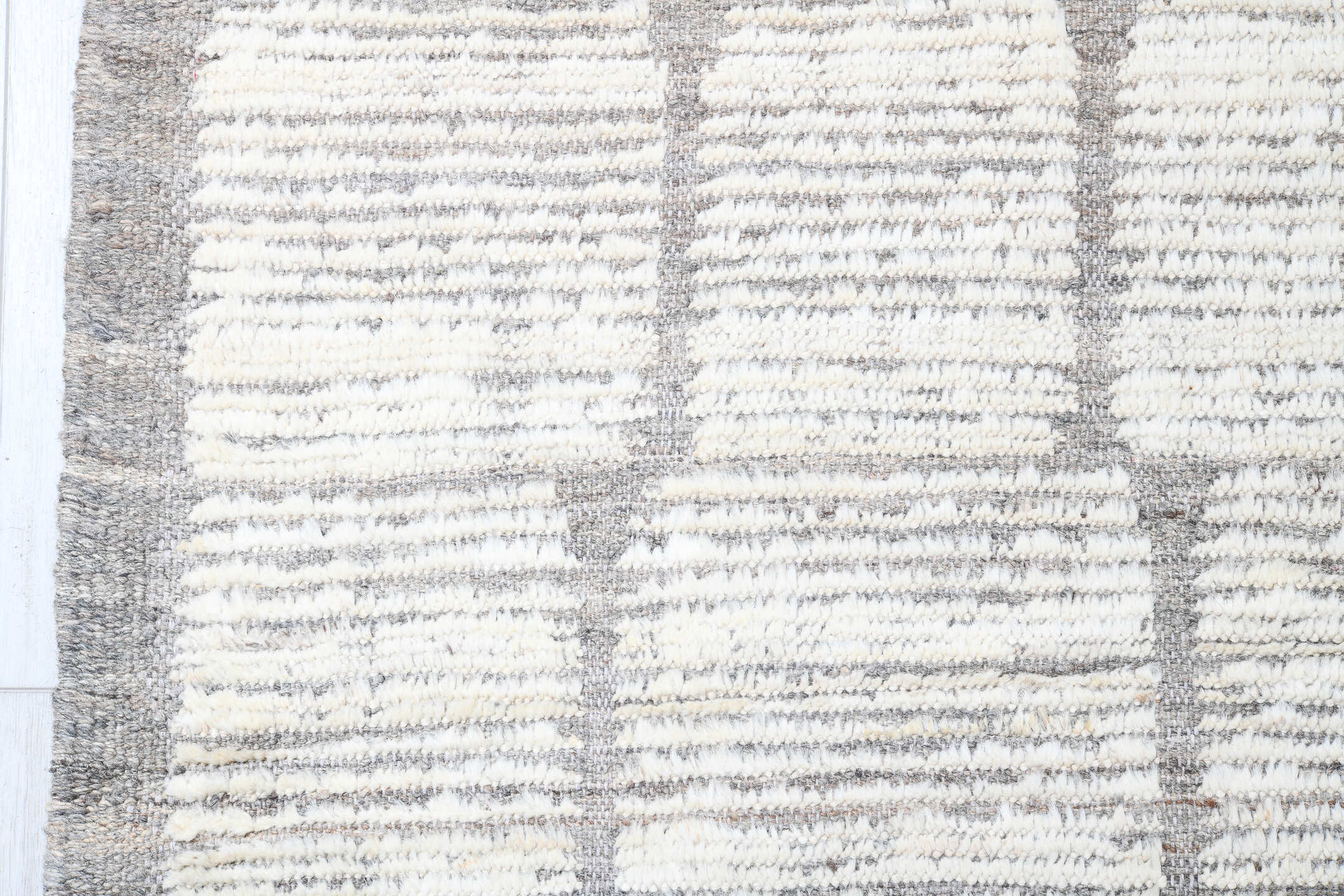 16' x 20' one-of-a-kind handmade vintage Tulu oversize rug. Color palette: ivory, taupe, gray, cream, beige