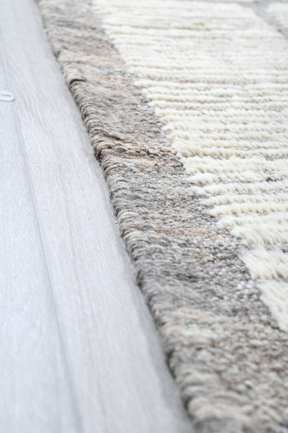 16' x 20' one-of-a-kind handmade vintage Tulu oversize rug. Color palette: ivory, taupe, gray, cream, beige