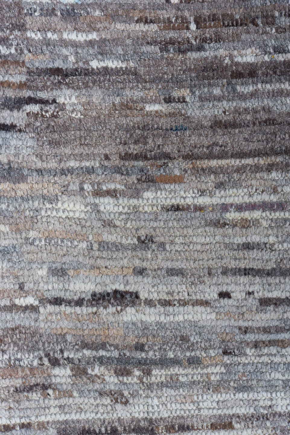 8' x 12' one-of-a-kind handmade vintage Tulu large size rug. Color palette: ivory, taupe, gray, brown, charcoal, slate