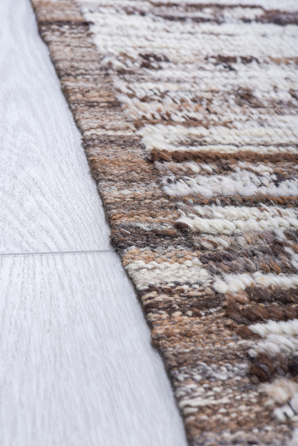 12' x 14' one-of-a-kind handmade vintage Tulu oversize rug. Color palette: ivory, taupe, brown, camel, charcoal, beige, gray