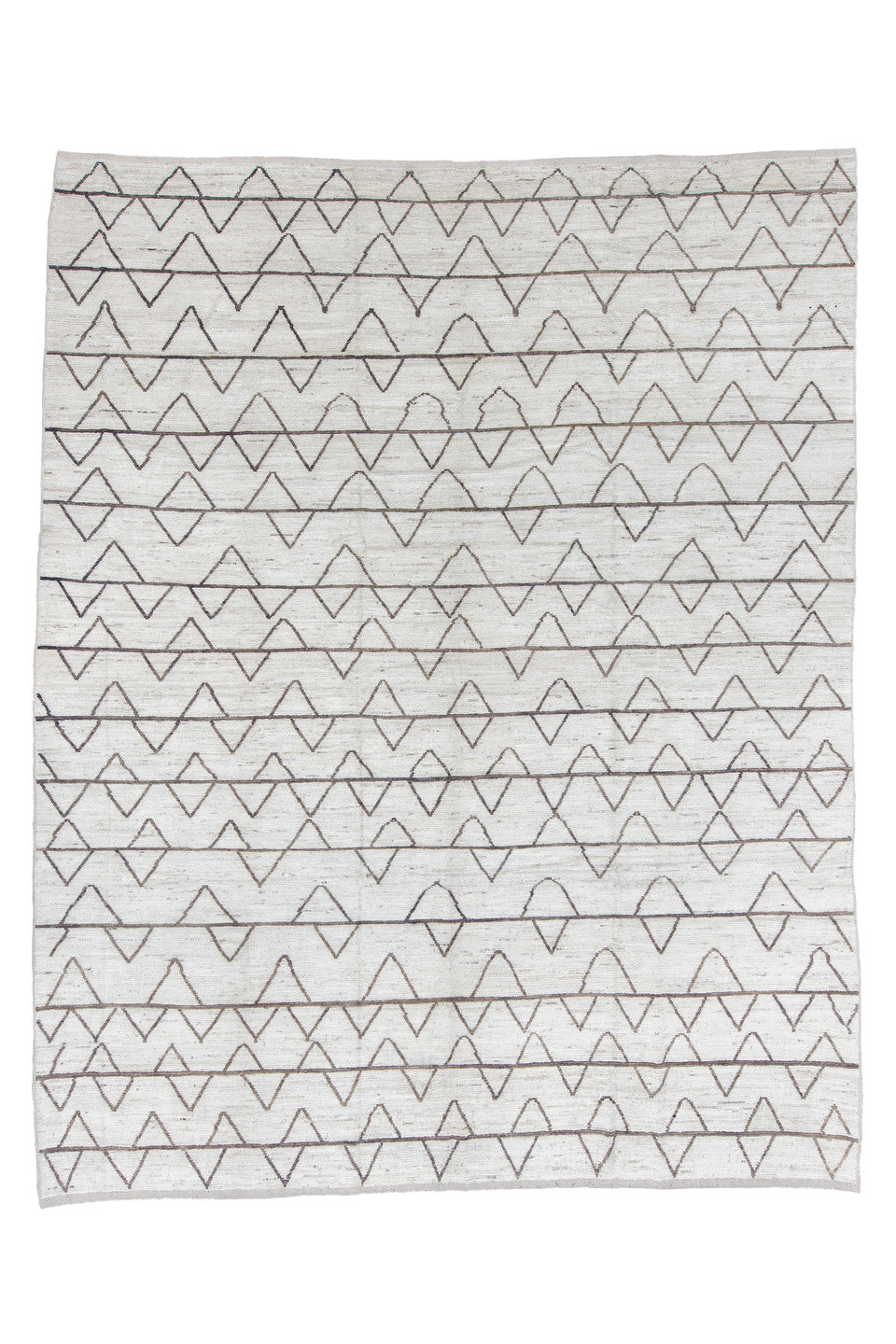 10' x 13' one-of-a-kind handmade vintage Tulu large size rug. Color palette: black, dark gray, gainsboro, gray, light gray