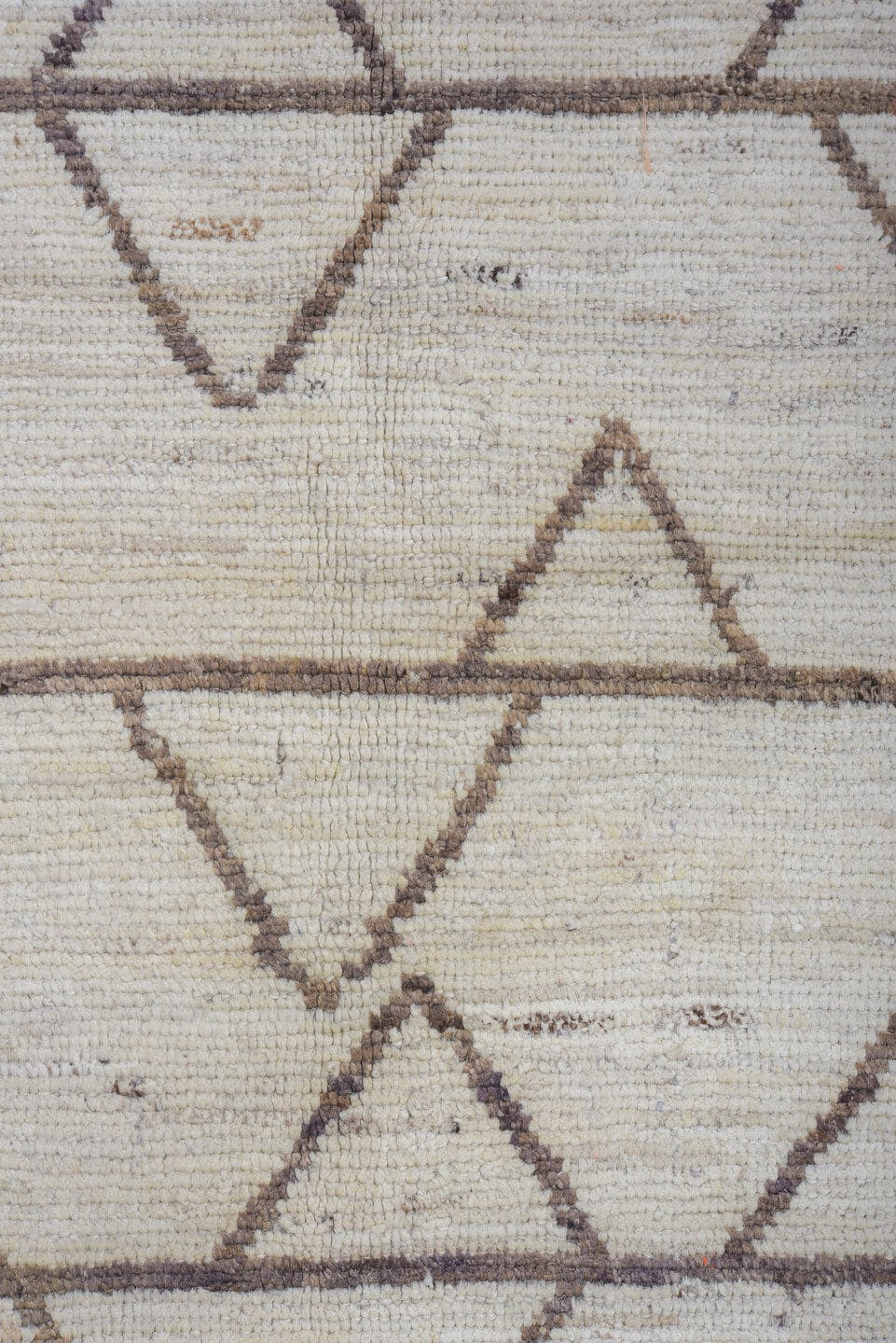 11' x 13' one-of-a-kind handmade vintage Tulu oversize rug. Color palette: ivory, taupe, beige, camel, gray