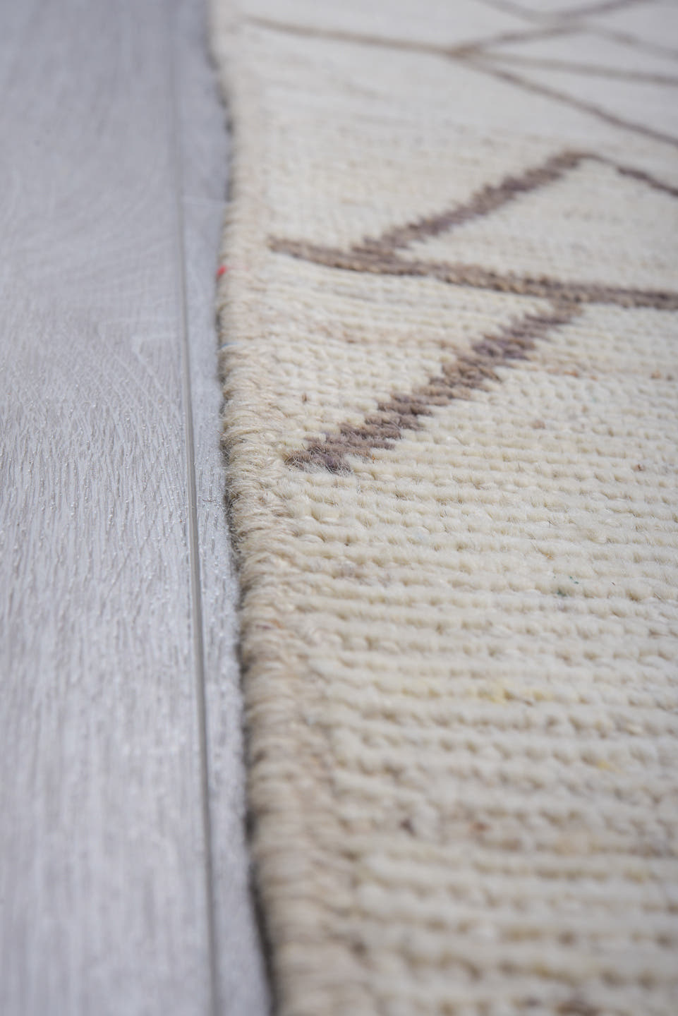 11' x 13' one-of-a-kind handmade vintage Tulu oversize rug. Color palette: ivory, taupe, beige, camel, gray