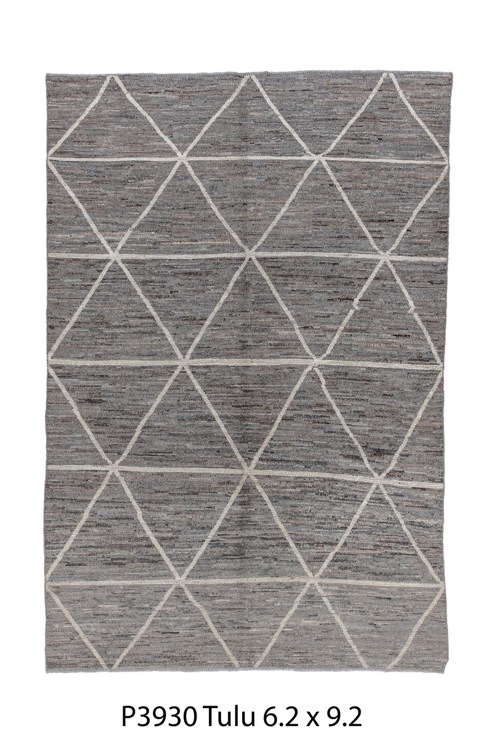 6' x 9' one-of-a-kind handmade vintage Tulu medium size rug. Color palette: black, charcoal, dark gray, dim gray, gainsboro