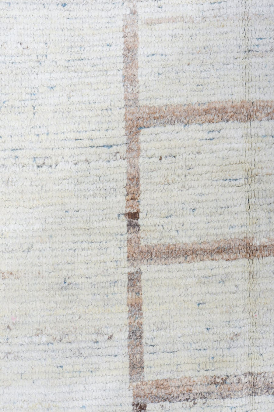 9' x 12' one-of-a-kind handmade vintage Tulu large size rug. Color palette: ivory, light blue, taupe, camel, beige, gray