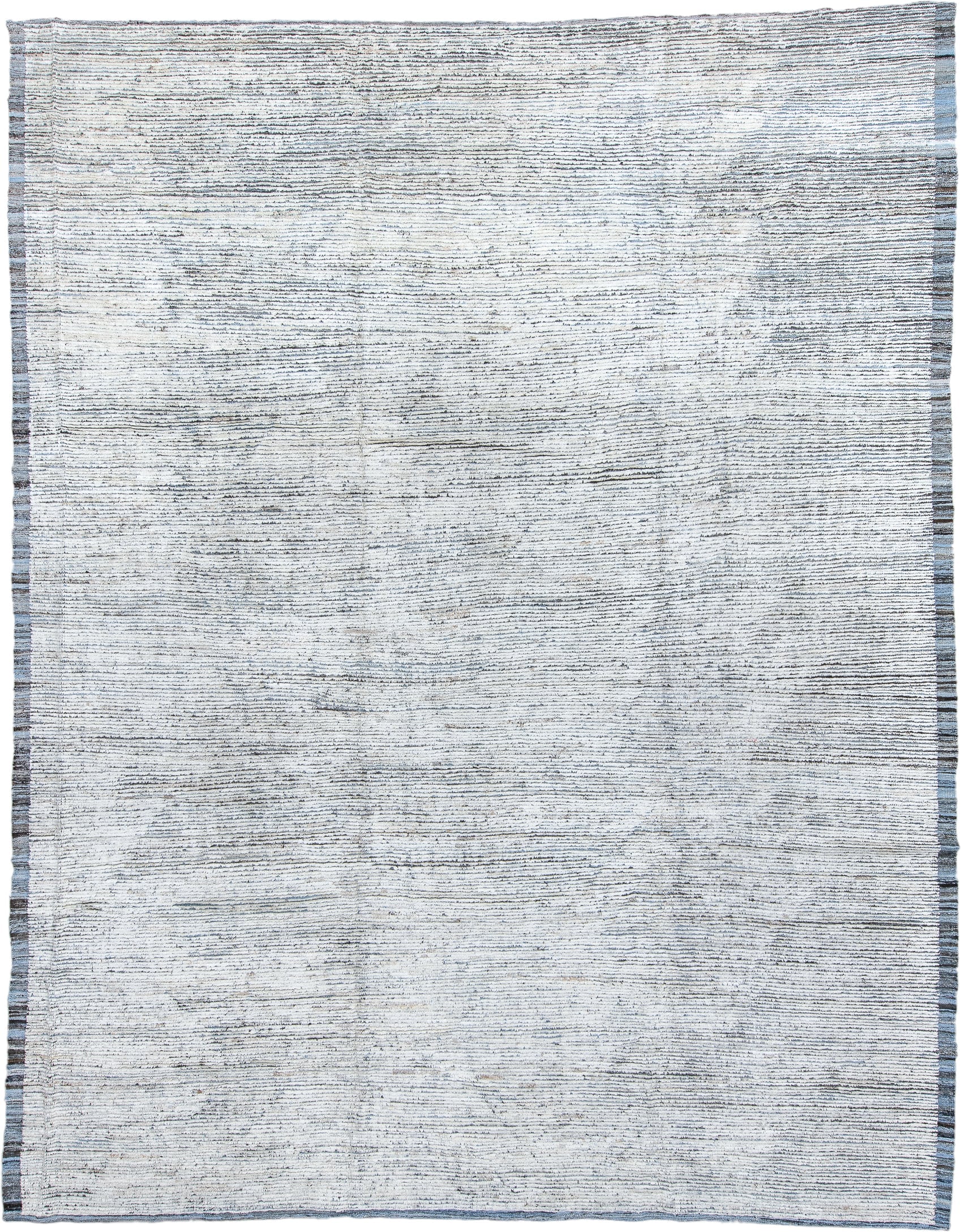 10' x 13' one-of-a-kind handmade vintage Tulu large size rug. Color palette: ivory, charcoal, slate, cream, gray, black