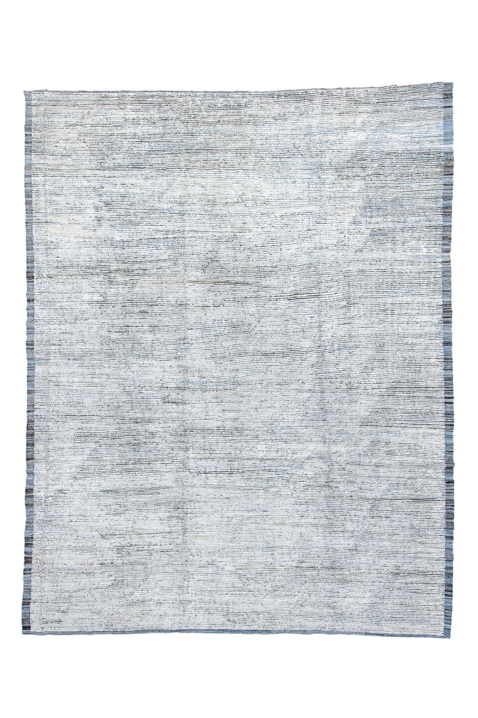 10' x 13' one-of-a-kind handmade vintage Tulu large size rug. Color palette: black, blue, dark gray, dim gray, gainsboro