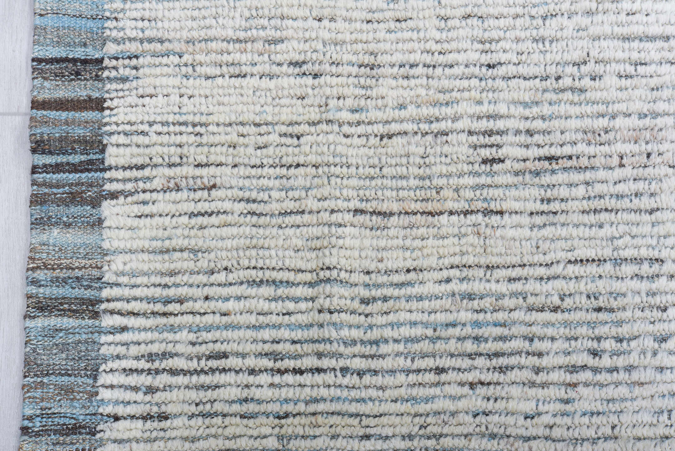 10' x 13' one-of-a-kind handmade vintage Tulu large size rug. Color palette: ivory, charcoal, slate, cream, gray, black