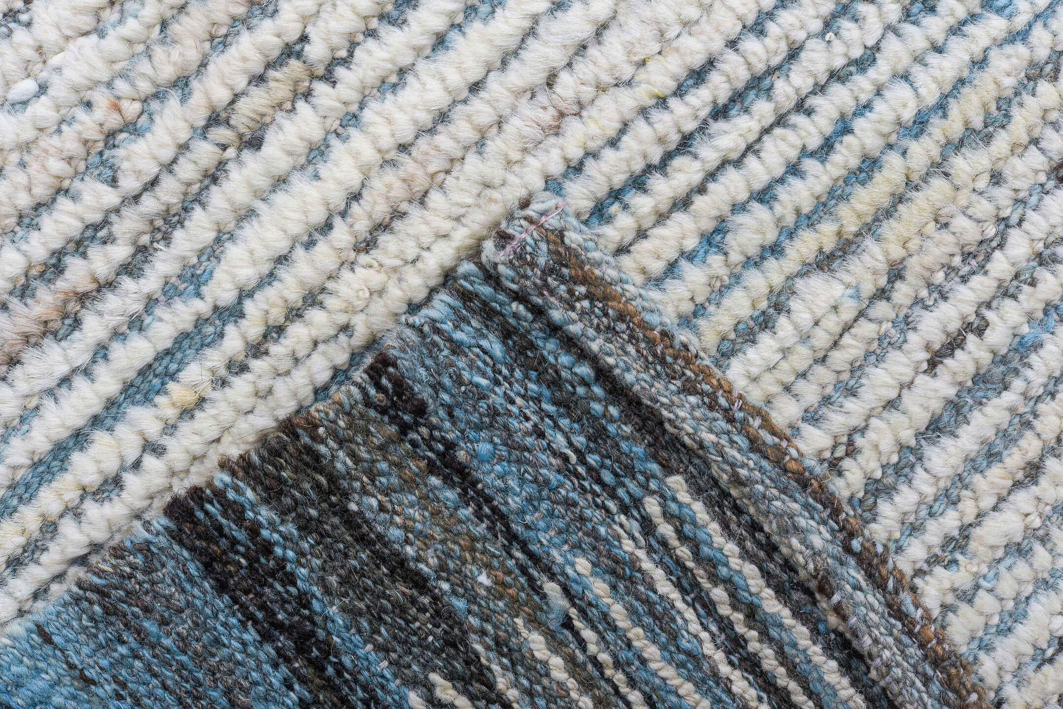 10' x 13' one-of-a-kind handmade vintage Tulu large size rug. Color palette: black, blue, dark gray, dim gray, gainsboro