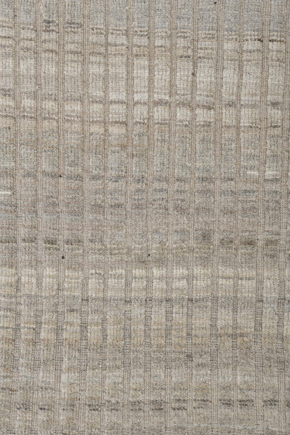 9' x 12' one-of-a-kind handmade vintage Tulu large size rug. Color palette: ivory, taupe, light gray, cream, greige, beige