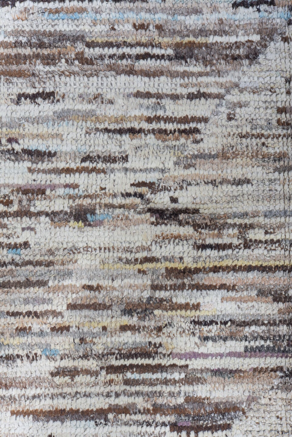 9' x 14' one-of-a-kind handmade vintage Tulu large size rug. Color palette: ivory, taupe, brown, beige, pale_blue, cream