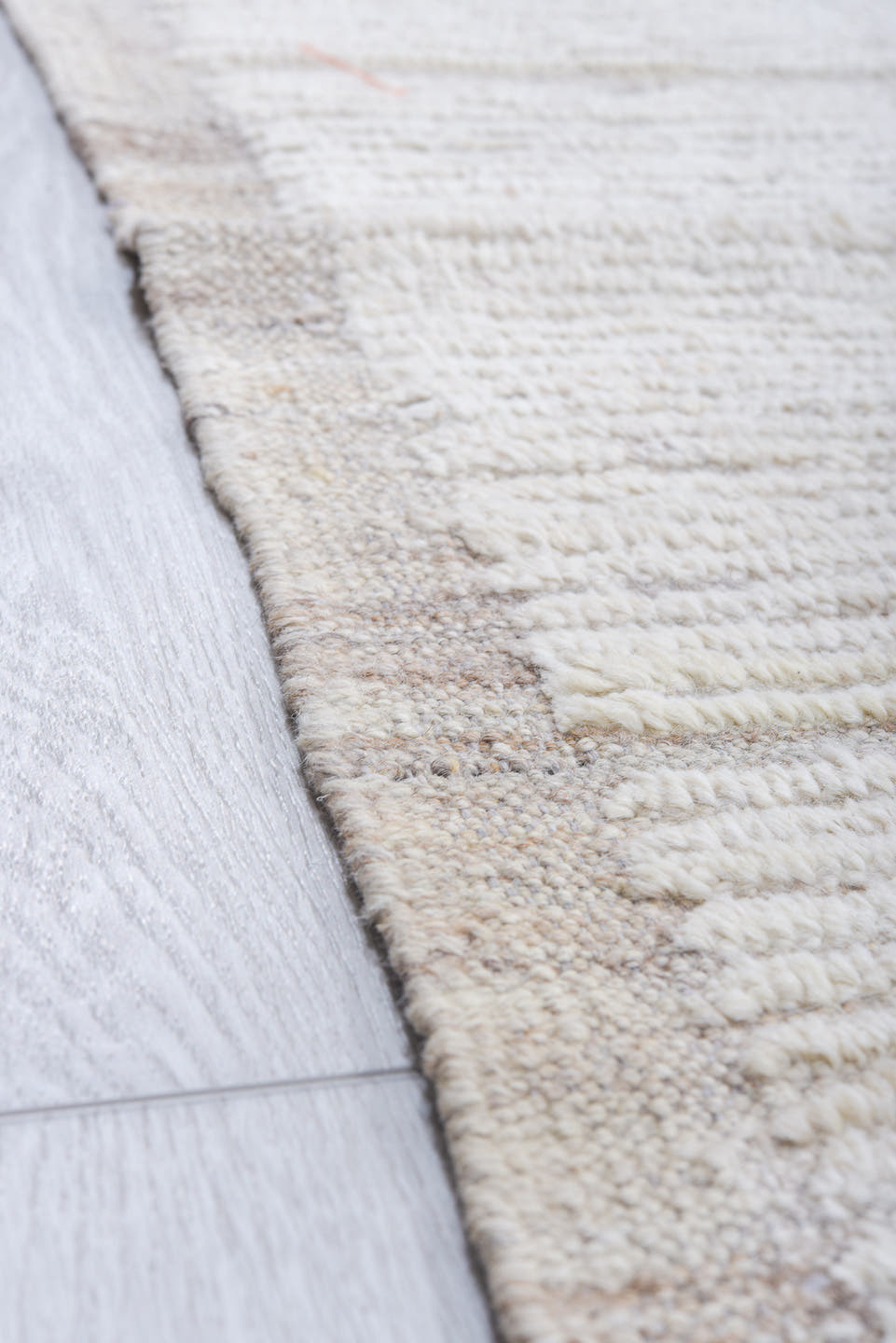 12' x 15' one-of-a-kind handmade vintage Tulu oversize rug. Color palette: ivory, cream, taupe, beige, light gray, gray