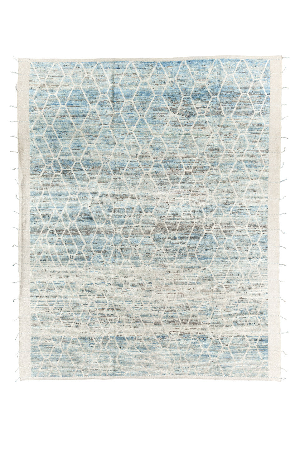 8' x 10' one-of-a-kind handmade vintage Tulu large size rug. Color palette: black, blue, dark gray, gray, light blue