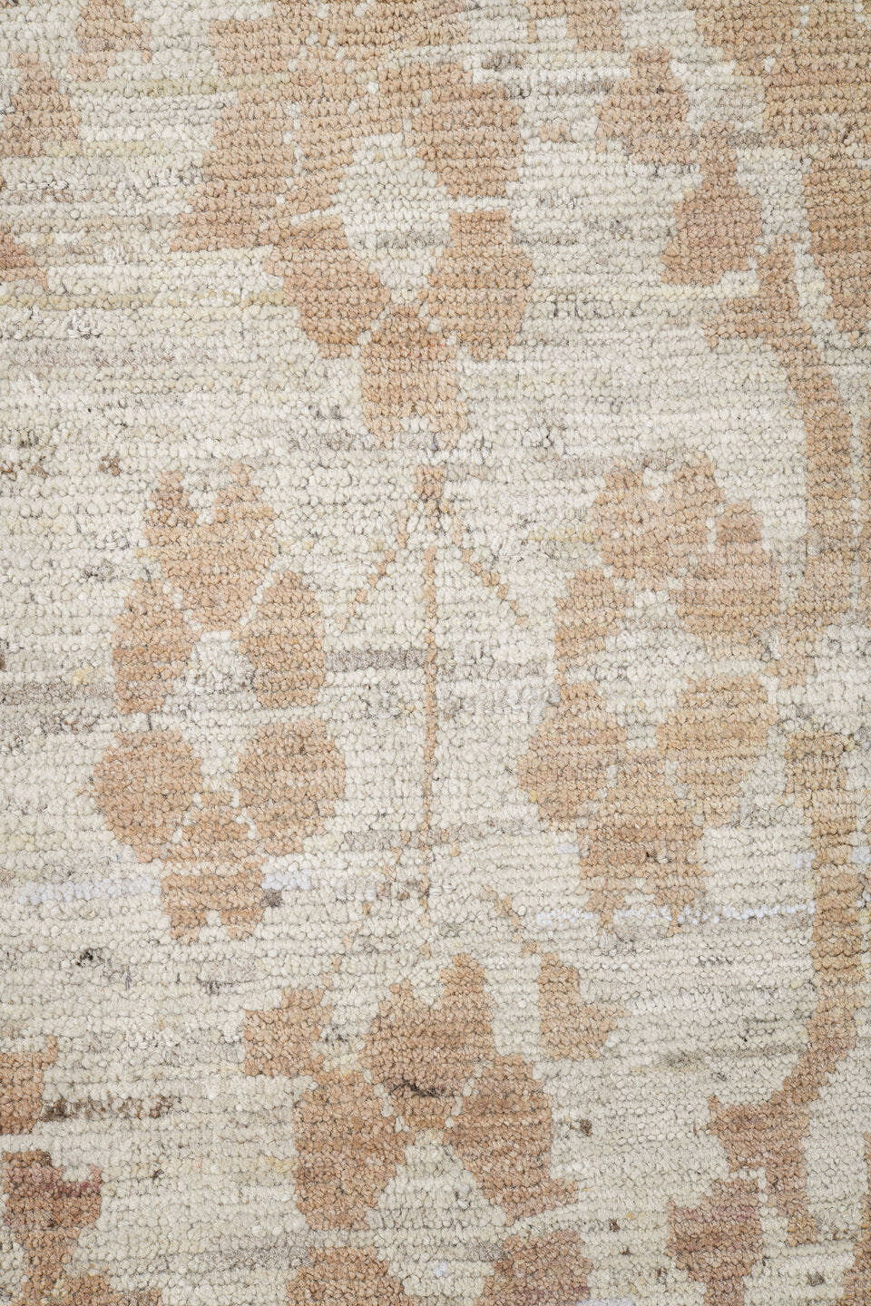 8' x 14' one-of-a-kind handmade vintage Tulu large size rug. Color palette: ivory, beige, taupe, sand, cream, gray