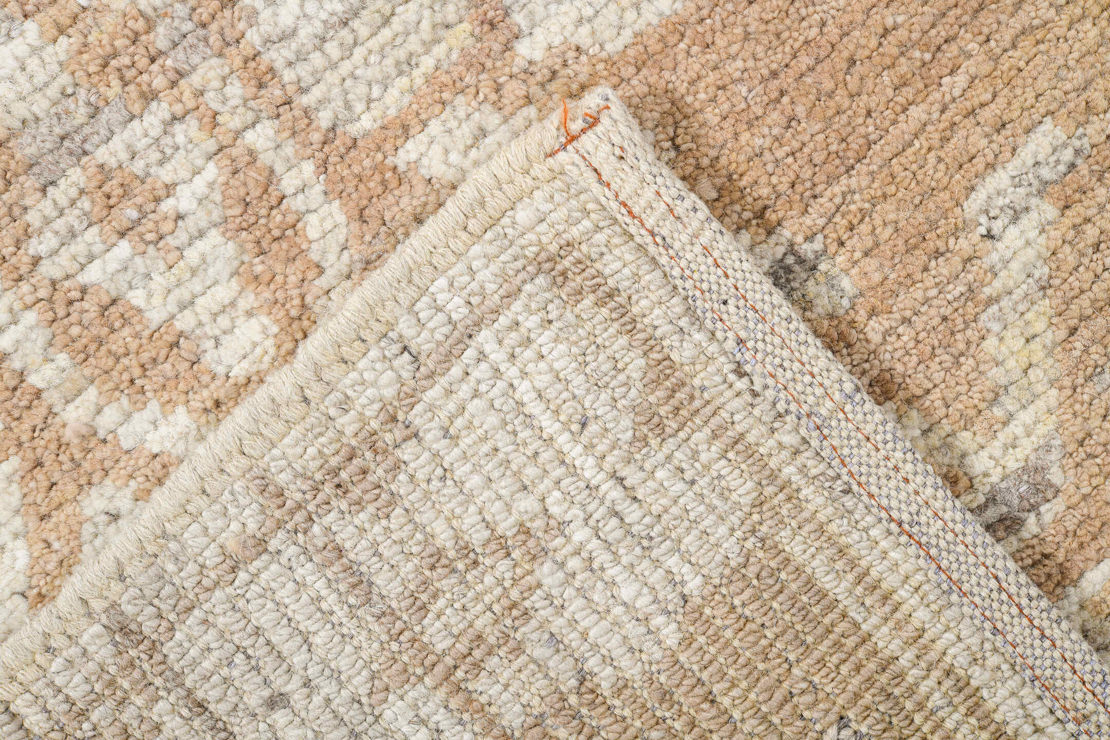 8' x 14' one-of-a-kind handmade vintage Tulu large size rug. Color palette: ivory, beige, taupe, sand, cream, gray