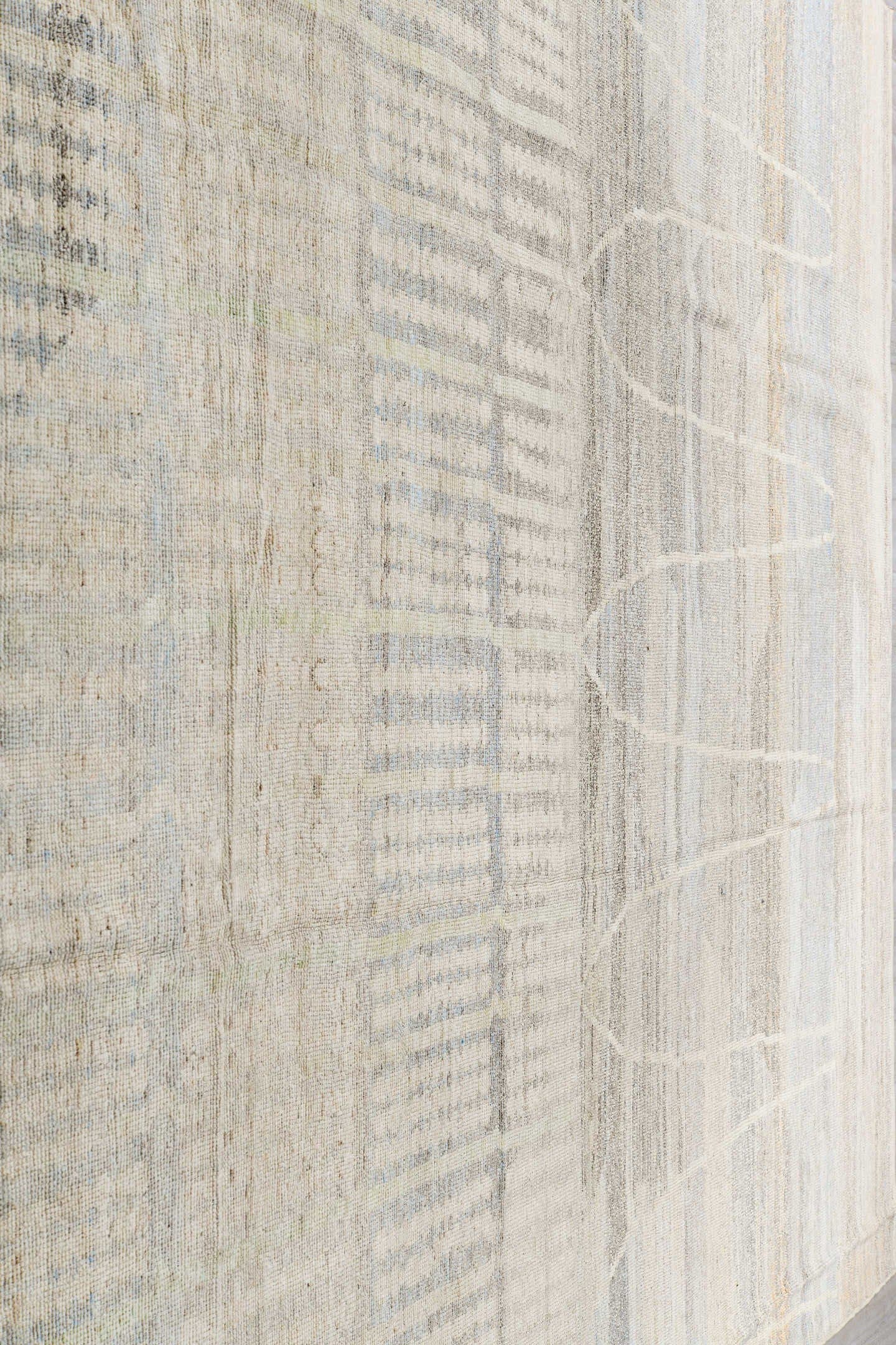 10' x 14' one-of-a-kind handmade vintage Tulu large size rug. Color palette: ivory, cream, taupe, pale gray, beige, gray