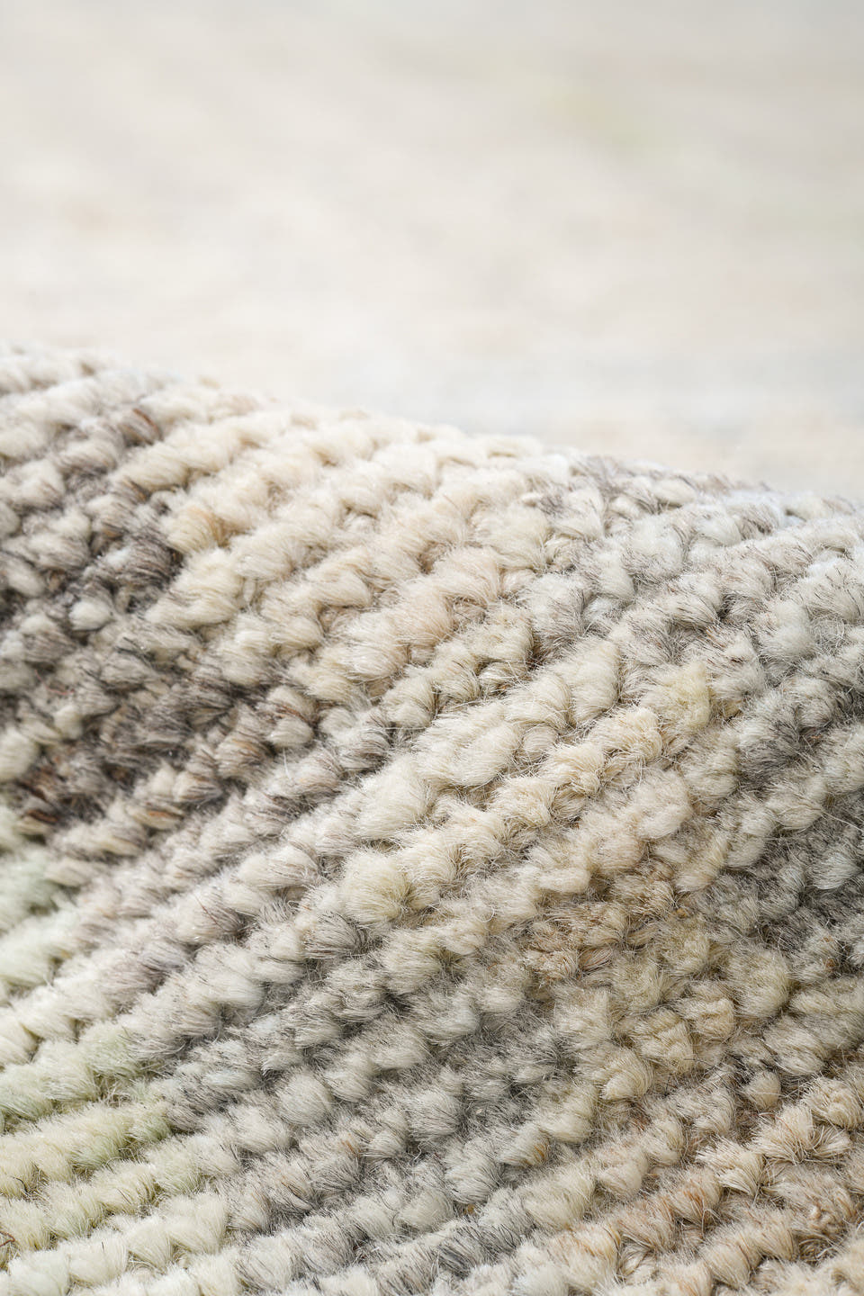 10' x 14' one-of-a-kind handmade vintage Tulu large size rug. Color palette: ivory, cream, taupe, pale gray, beige, gray