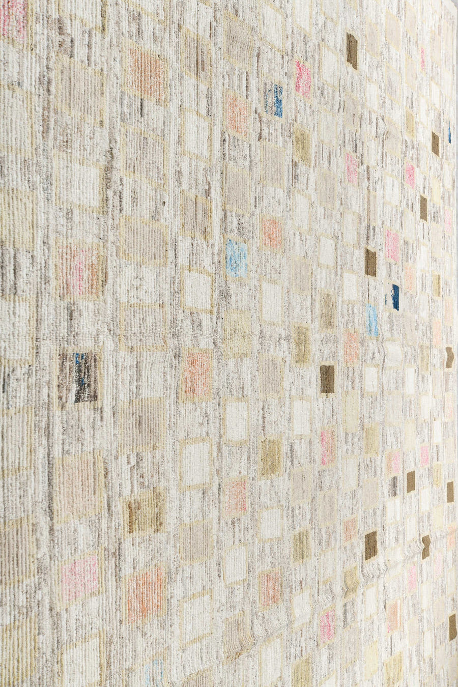 13' x 16' one-of-a-kind handmade vintage Tulu oversize rug. Color palette: ivory, cream, taupe, beige, gray, blush, brown