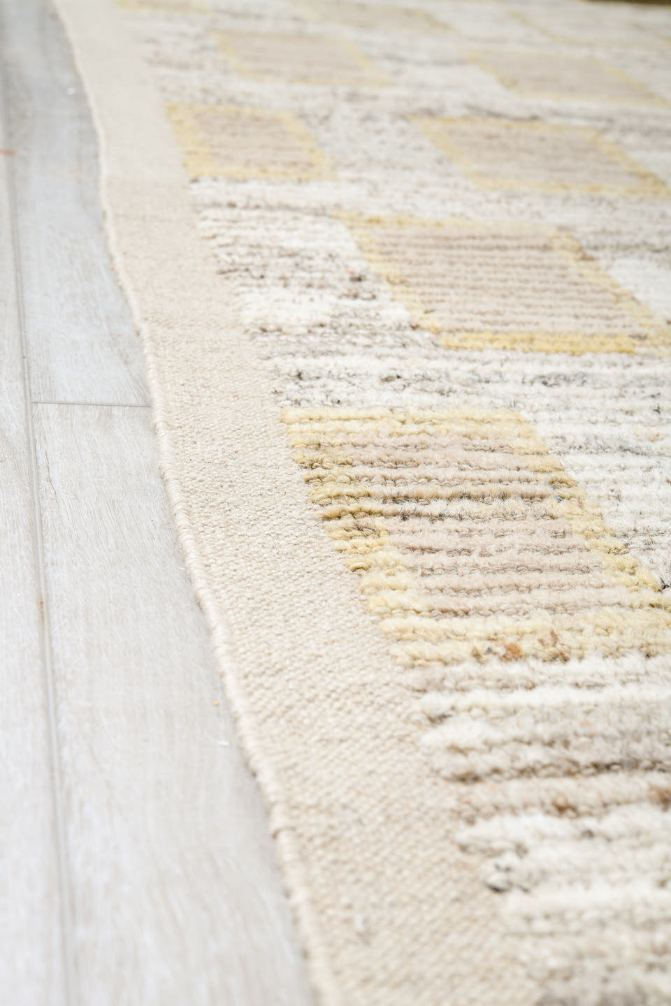 13' x 16' one-of-a-kind handmade vintage Tulu oversize rug. Color palette: ivory, cream, taupe, beige, gray, blush, brown