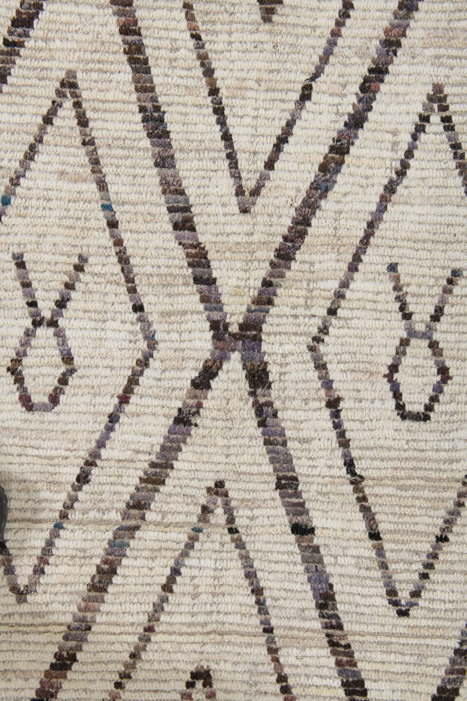10' x 14' one-of-a-kind handmade vintage Tulu large size rug. Color palette: ivory, charcoal, taupe, brown, gray, black