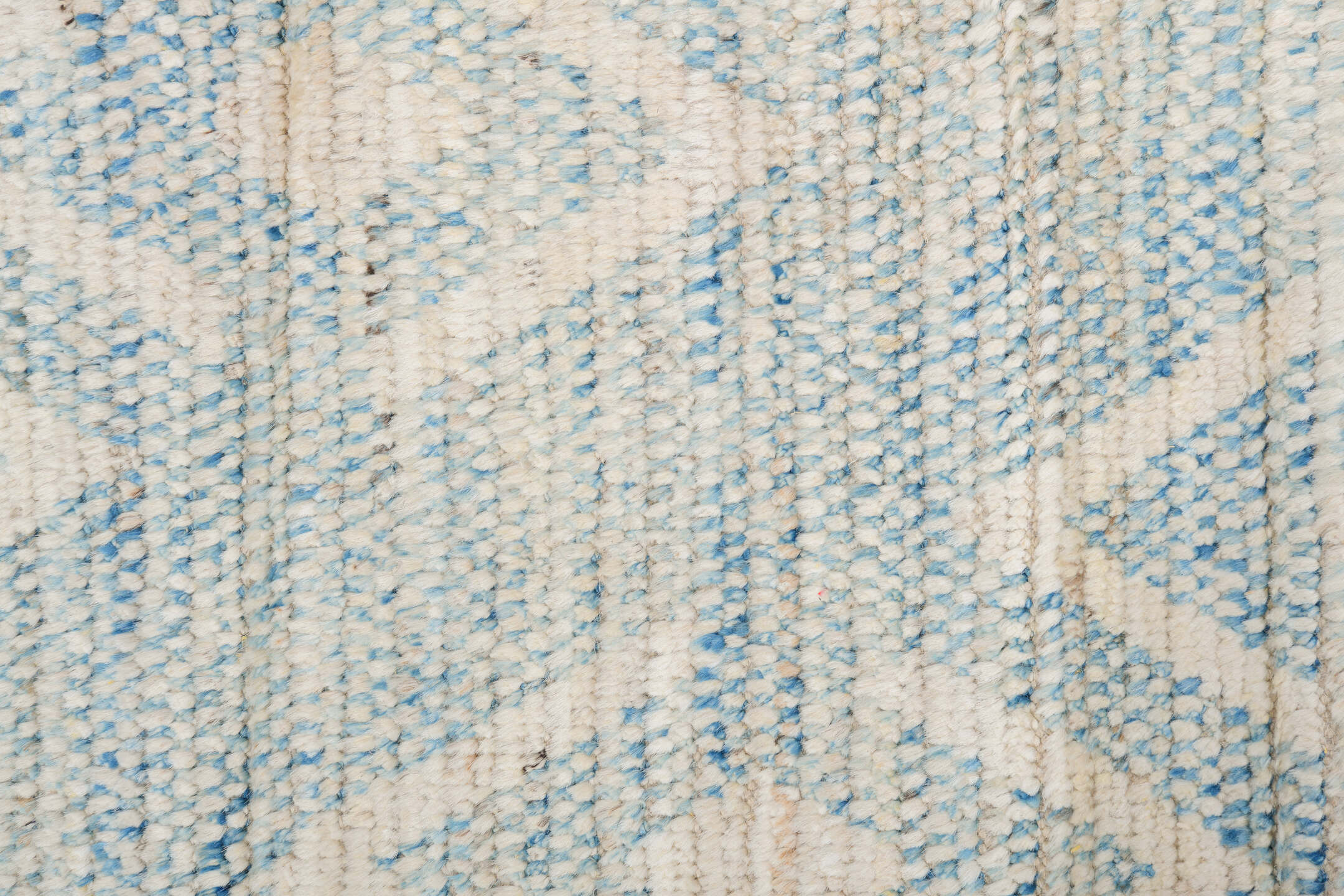 10' x 13' one-of-a-kind handmade vintage Tulu large size rug. Color palette: ivory, pale blue, cream, beige, taupe