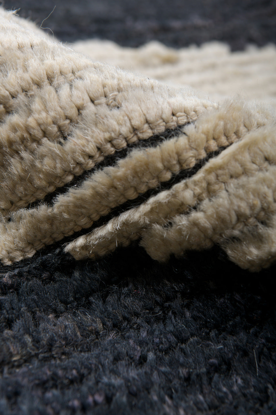 14' x 18' one-of-a-kind handmade vintage Tulu oversize rug. Color palette: black, blue, dark gray, dim gray, gainsboro, gray