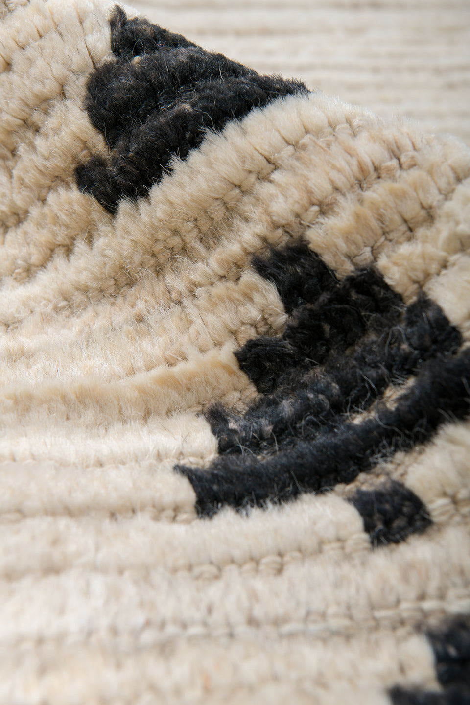 11' x 16' one-of-a-kind handmade vintage Tulu oversize rug. Color palette: ivory, charcoal, gray, cream, taupe, black, beige