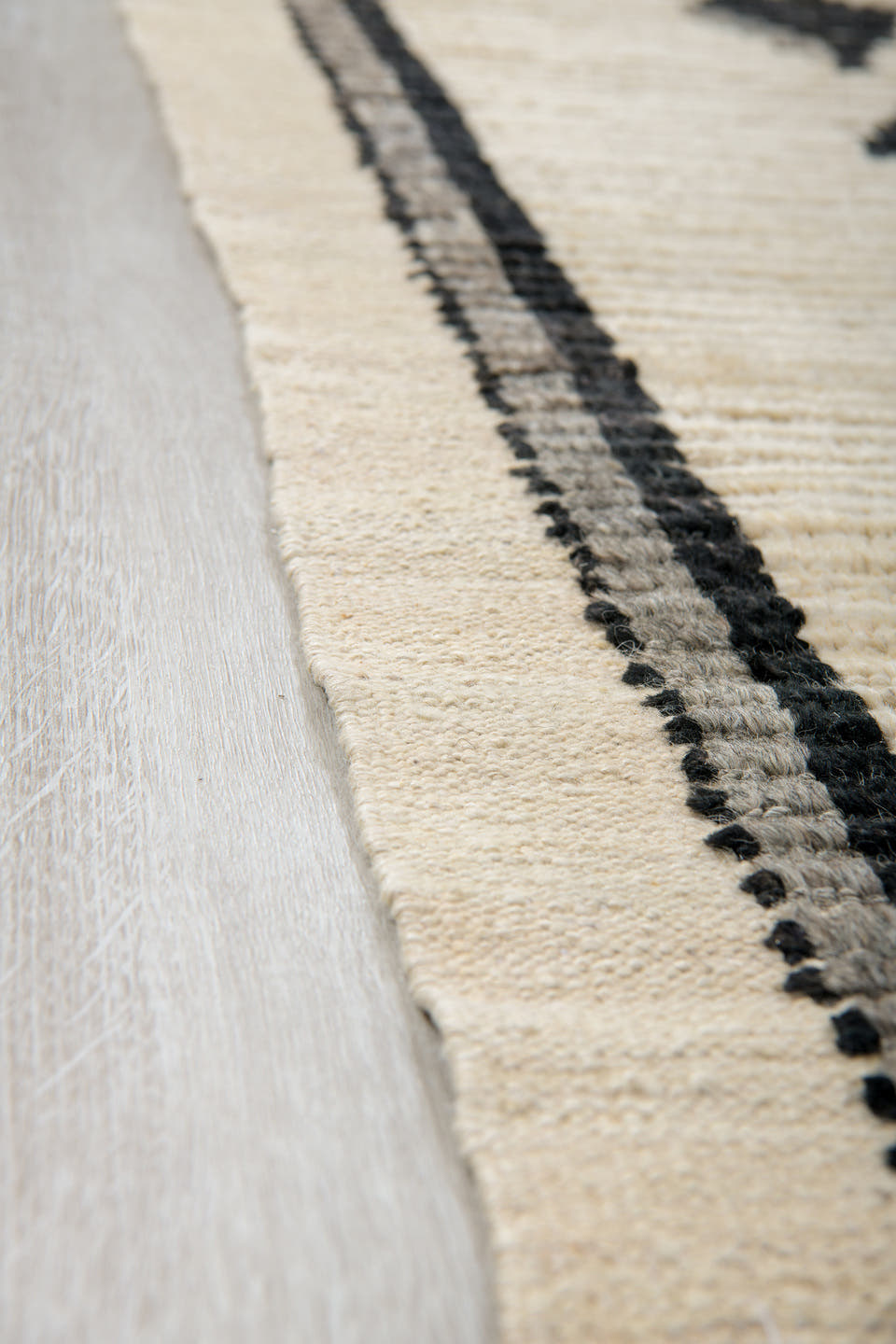 11' x 16' one-of-a-kind handmade vintage Tulu oversize rug. Color palette: ivory, charcoal, gray, cream, taupe, black, beige