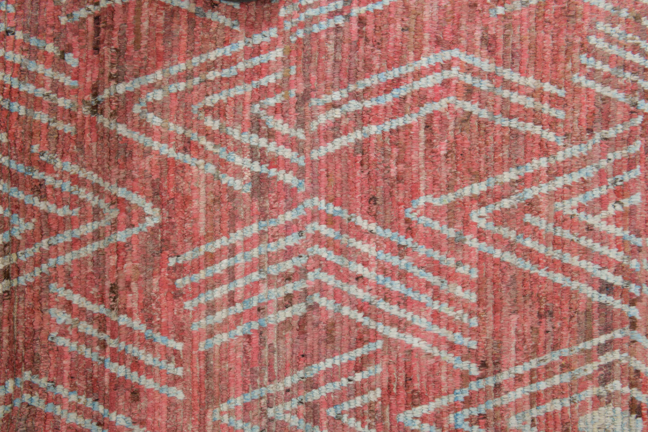 10' x 14' one-of-a-kind handmade vintage Tulu large size rug. Color palette: coral, ivory, rose, terra cotta, blush, taupe