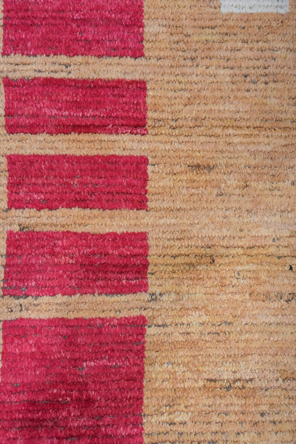 9' x 12' one-of-a-kind handmade vintage Tulu large size rug. Color palette: camel, ivory, crimson, taupe, brown, beige, red
