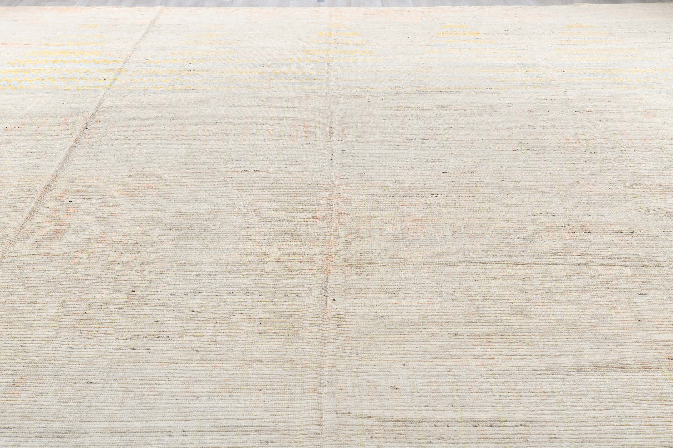 13' x 16' one-of-a-kind handmade vintage Tulu oversize rug. Color palette: antiquewhite, beige, black, blanched almond