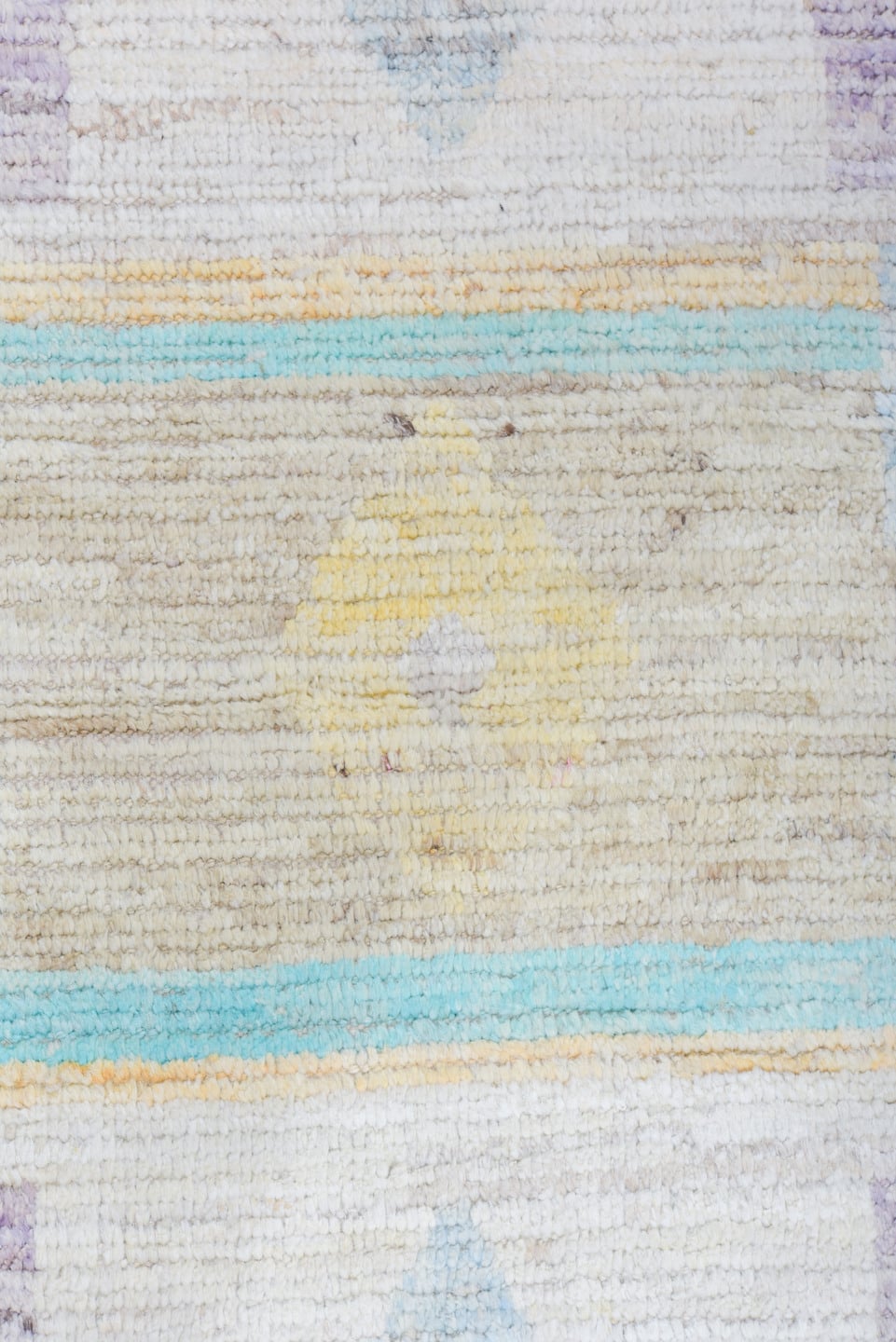 12' x 15' one-of-a-kind handmade vintage Tulu oversize rug. Color palette: ivory, aqua, lavender, apricot, pale blue, sage