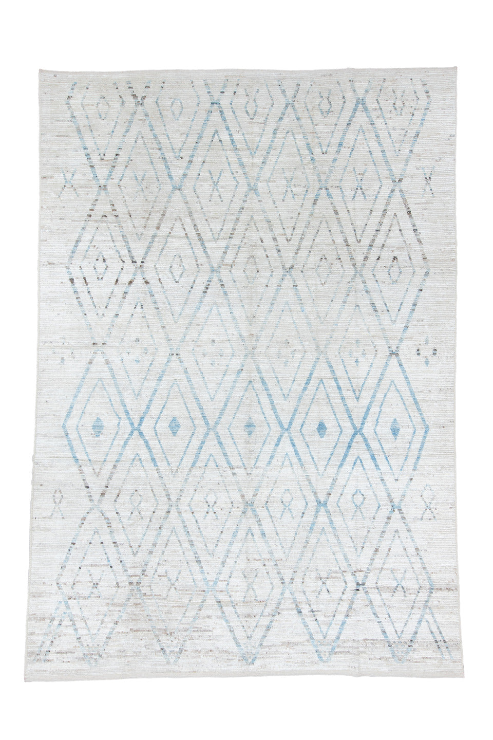 9' x 14' one-of-a-kind handmade vintage Tulu large size rug. Color palette: black, dark gray, gainsboro, gray, light blue